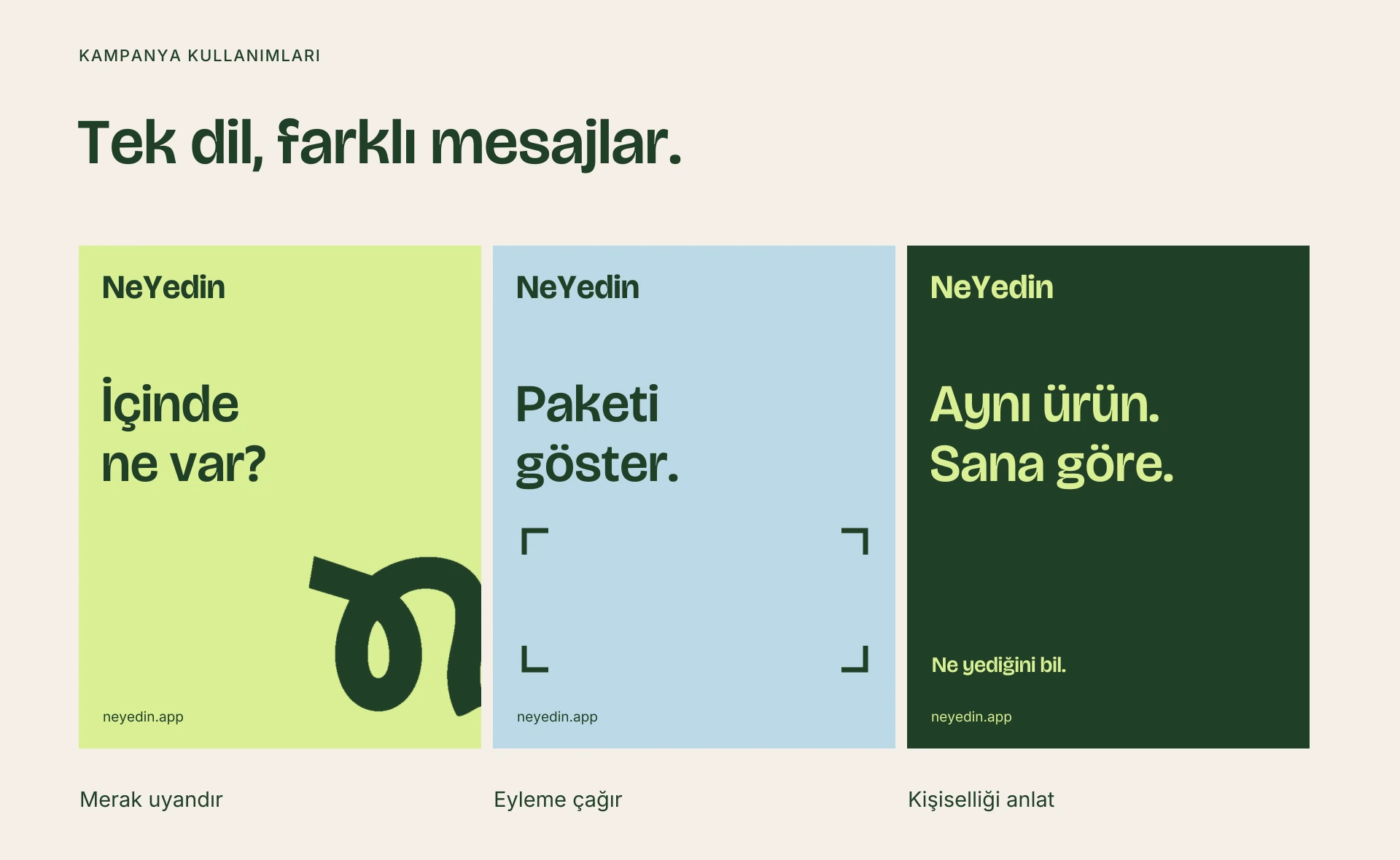 NeYedin marka kimliği — Gıda bilgisi uygulaması — görsel 14/17